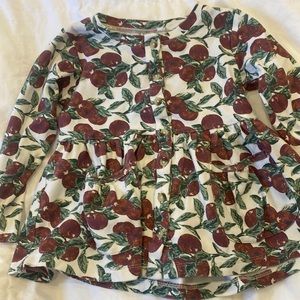 Kate Quinn 100% organic button front gathered waist pocket top “apple branches”